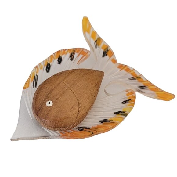 Clear Lucite, Carved Wood Fish Brooch, M149 - Picture 3 of 12